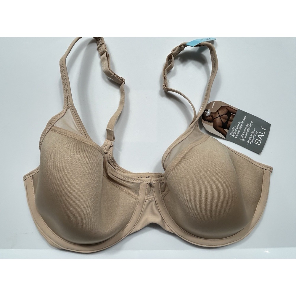 Bali One Smooth U Ultra Light Underwire Bra Nude 34C Convertible Straps MSRP $48